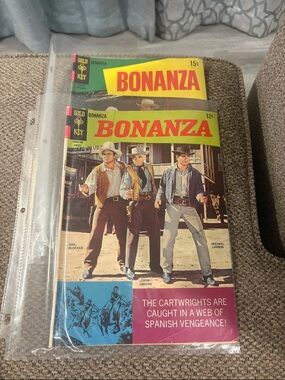 2 BONANZA Vintage Comic Book - Western Cover, Yellow & Red Title
